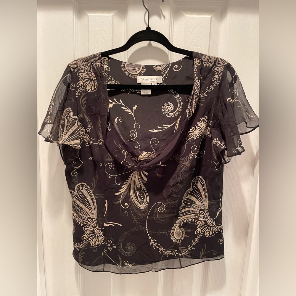 Coldwater Creek Chiffon Women's Top with Elegant Patterns